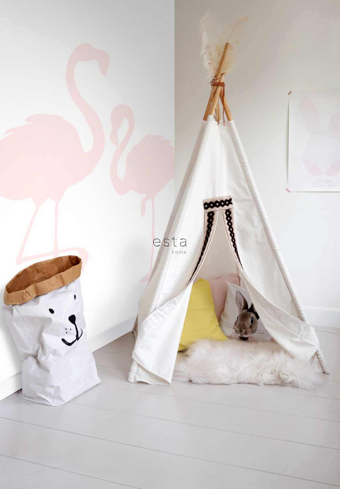 Wandbild Flamingos rosa weiß 186 x 279 cm 158838