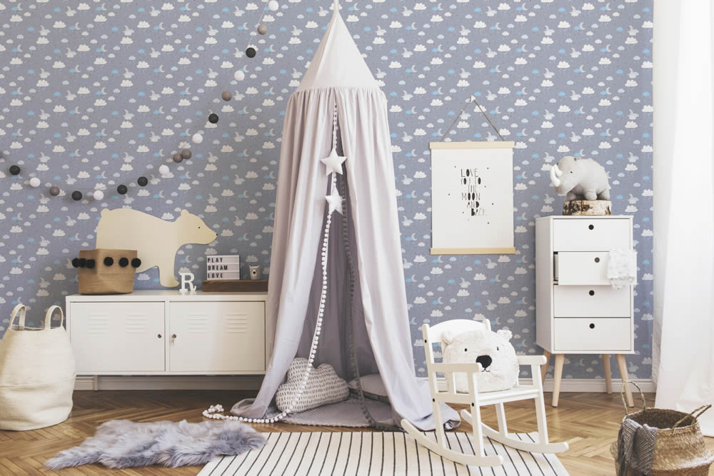 sweet dreams blue gray non-woven wallpaper Little Love AS Creation 381252-8-381252.1M