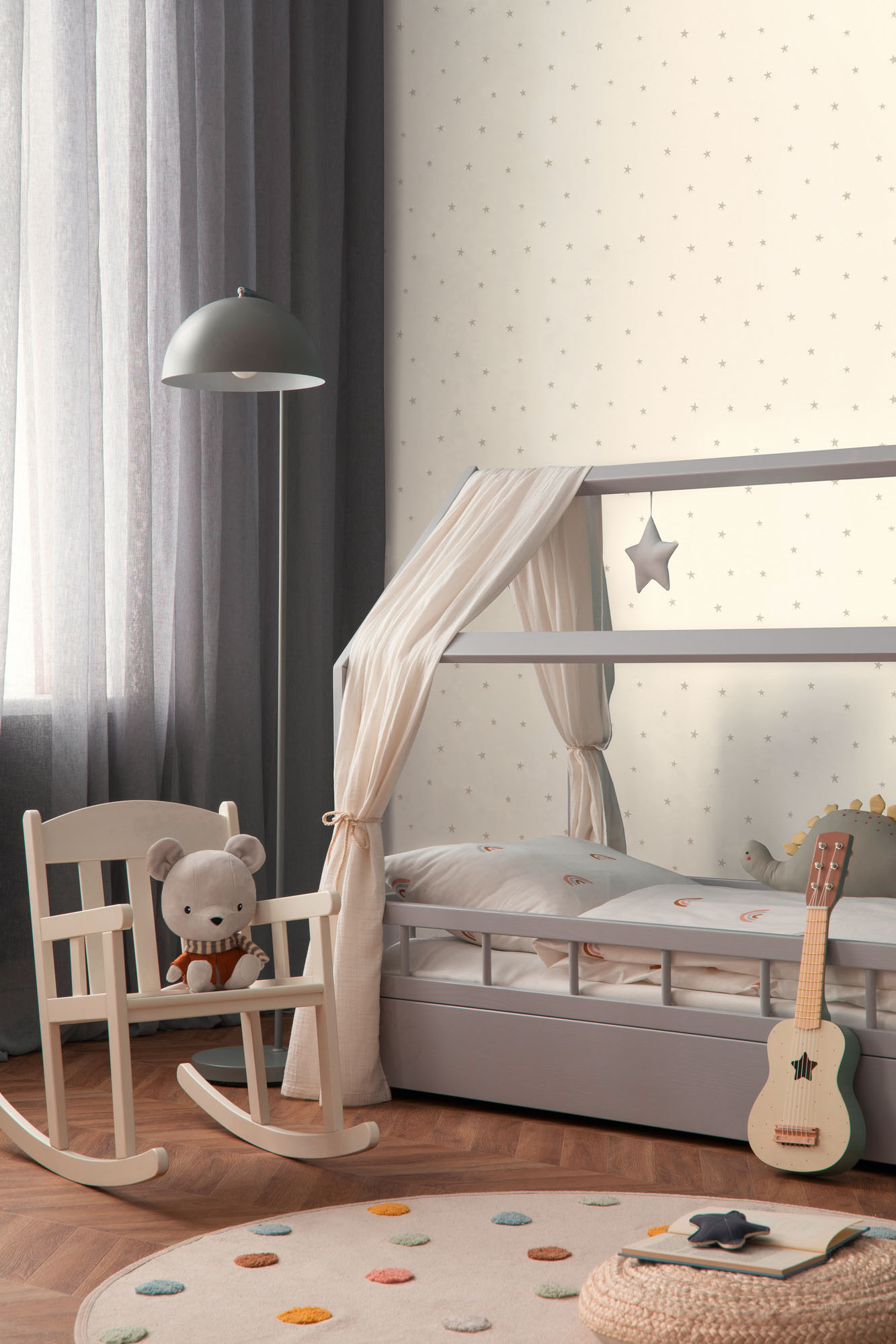 Tapete Leuchteffekt Tapete Sterne fluoreszierend creme Vlies 792612