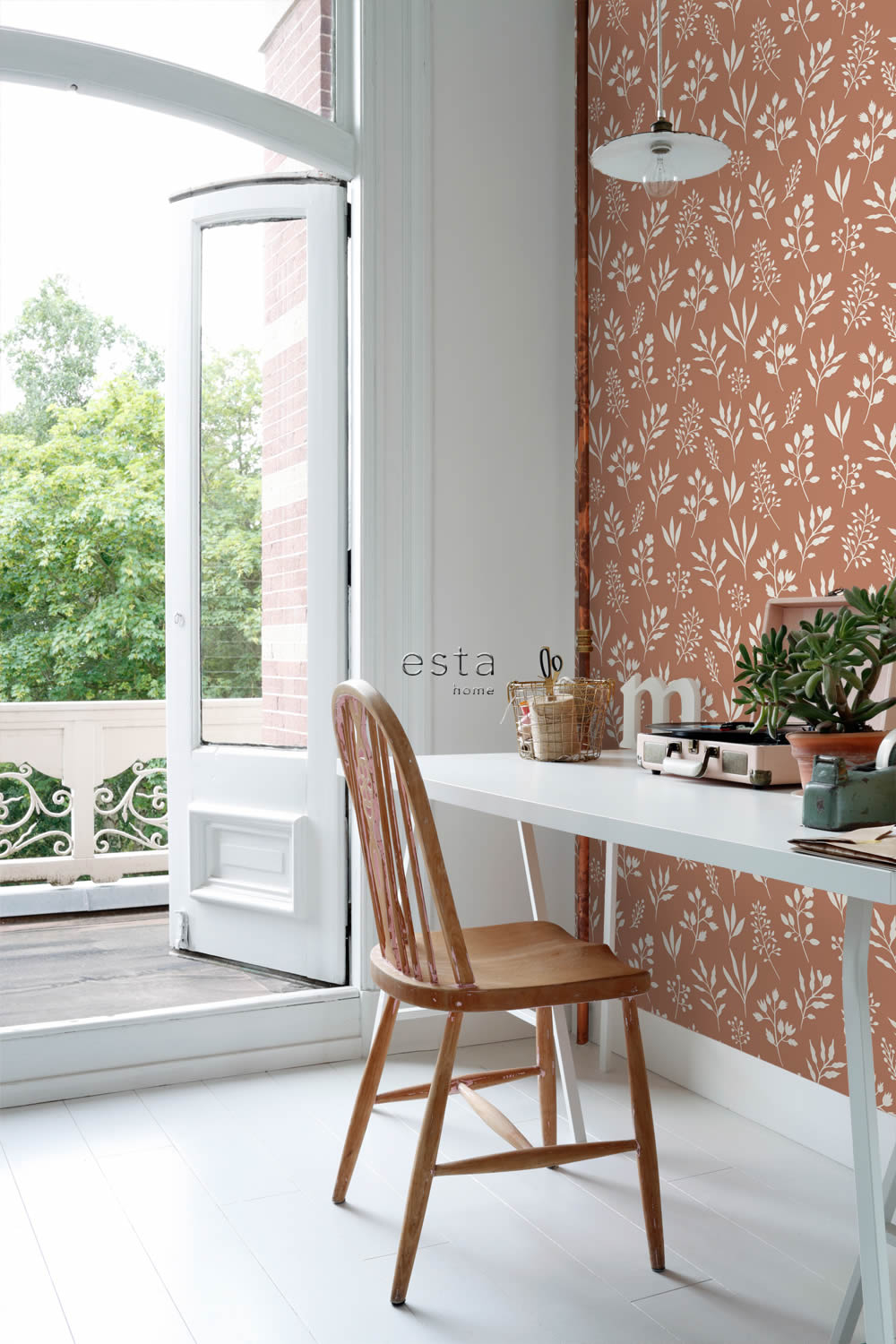 Tapete Scandi Blumen minimalistisch terracotta Vlies 139319
