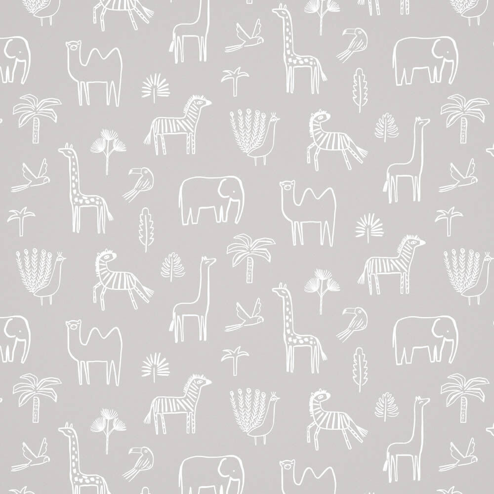 Tapete Zootiere Giraffe Elefant Zebra grau HLTF112629-60-HLTF112629