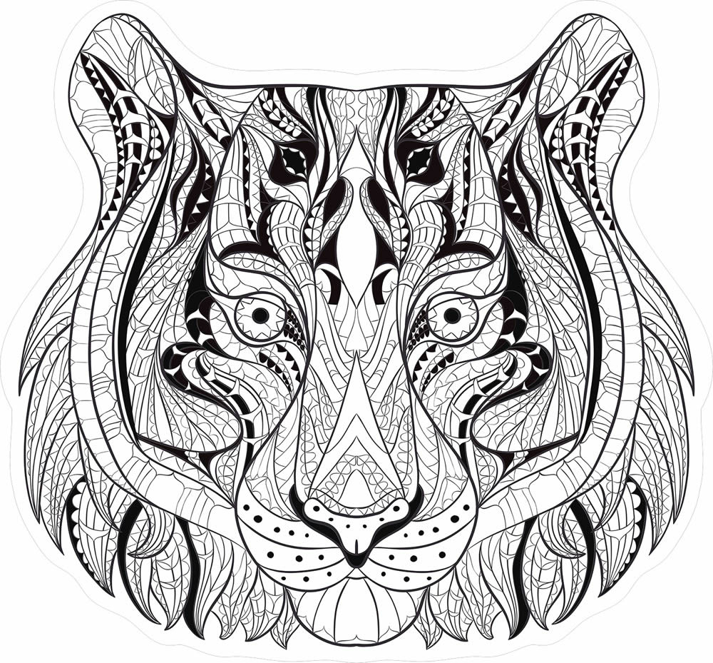 Wandbild gezeichnet Tigerkopf vorgekleistert 100 x 100 cm