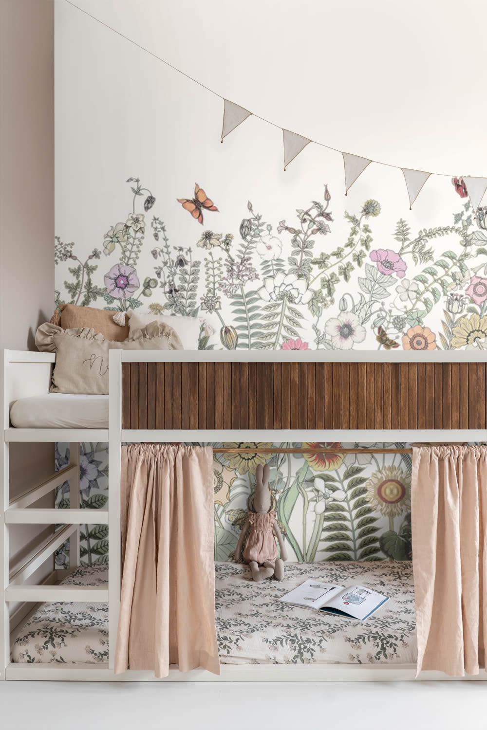 Wandbild Blumenwiese Schmetterlinge beige 250 x 279 cm 159107