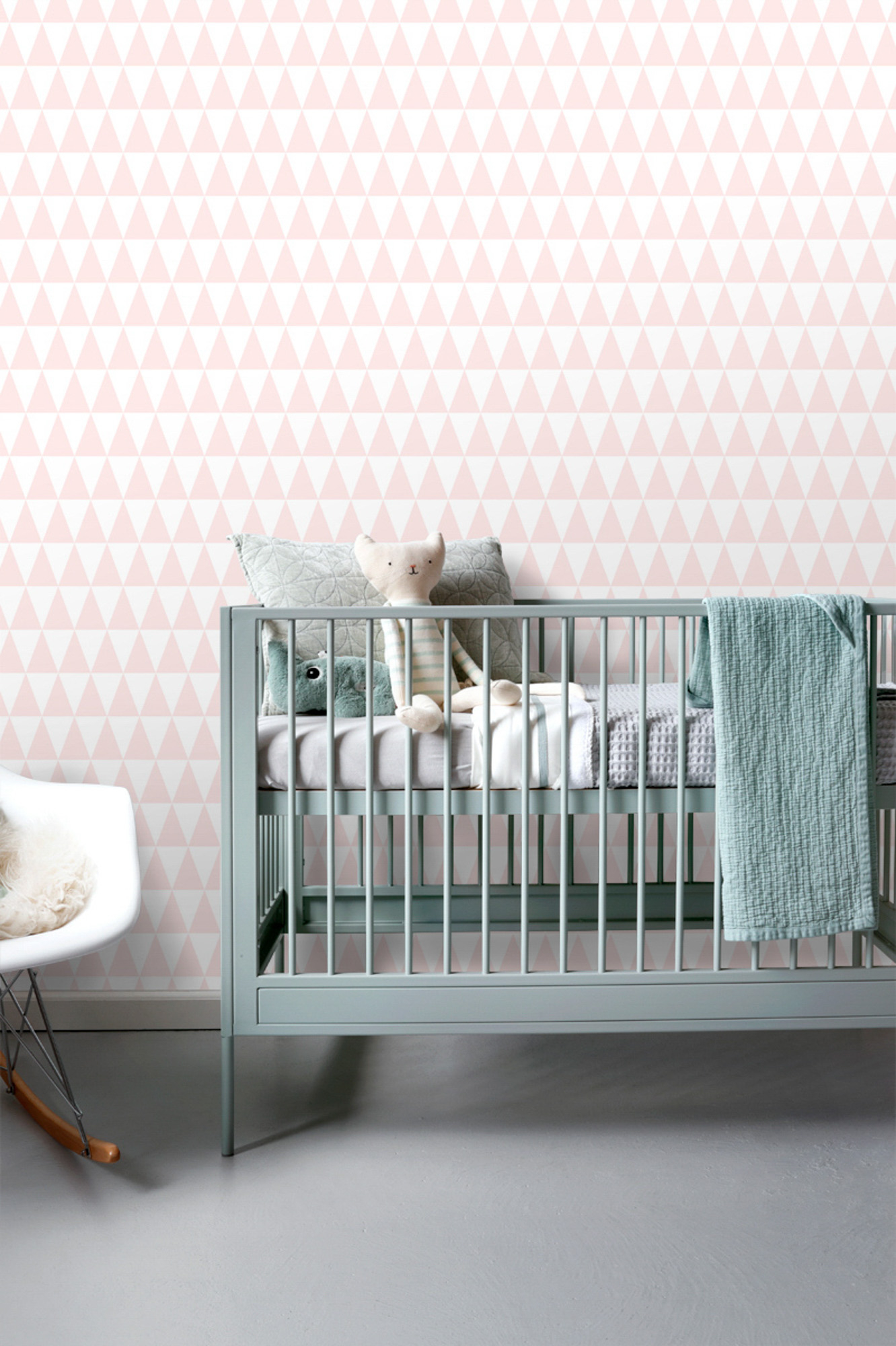 Dreieck Tapete Scandi rosa weiß Vlies 128862