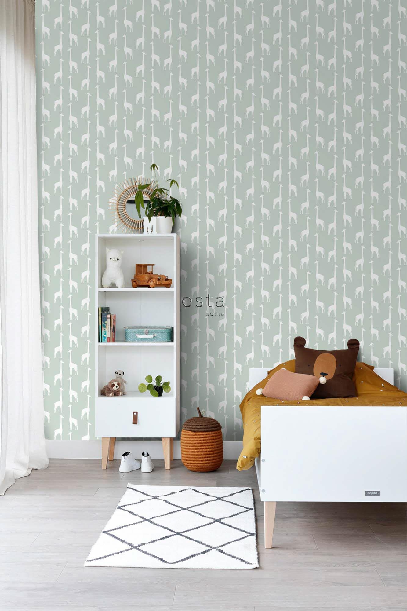 Giraffen Tapete Skandi mintgrün Vlies 139058