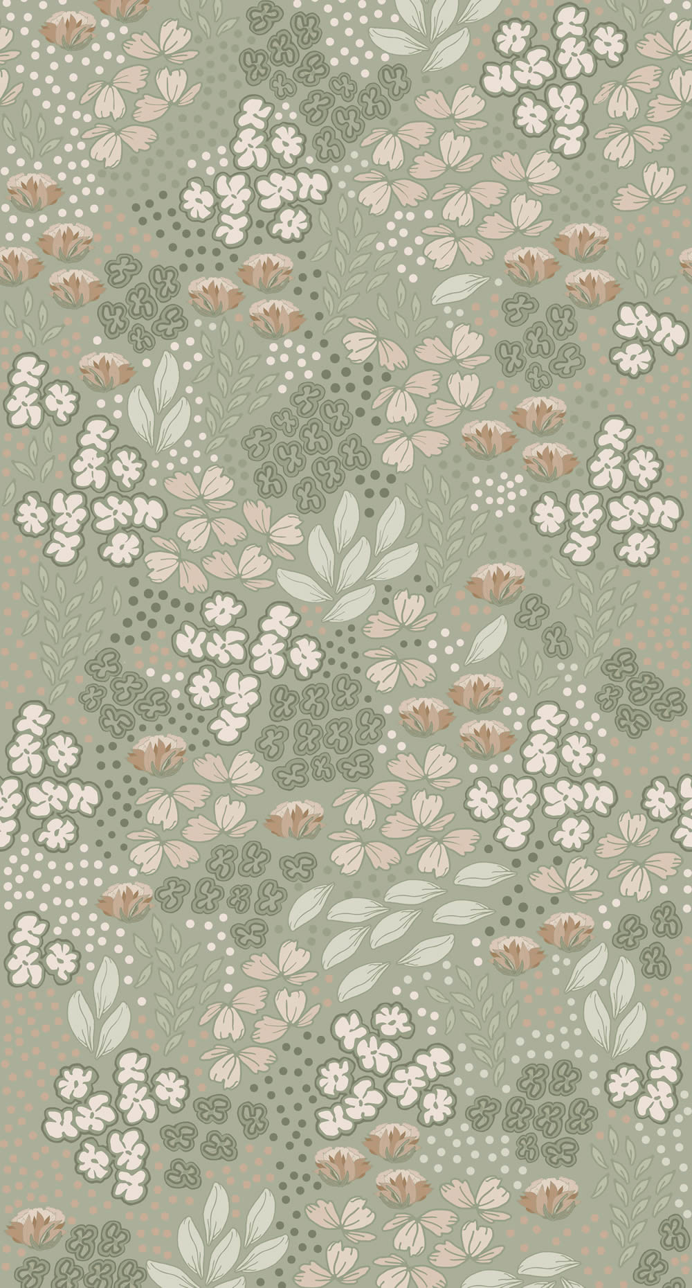 Wandbild Scandi Blütenmuster mintgrün 150 x 279 cm 159212