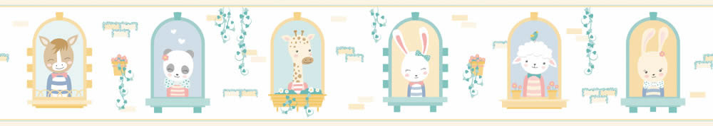 Tiere am Fenster Borte weiß Pippo Rasch Textil 104731