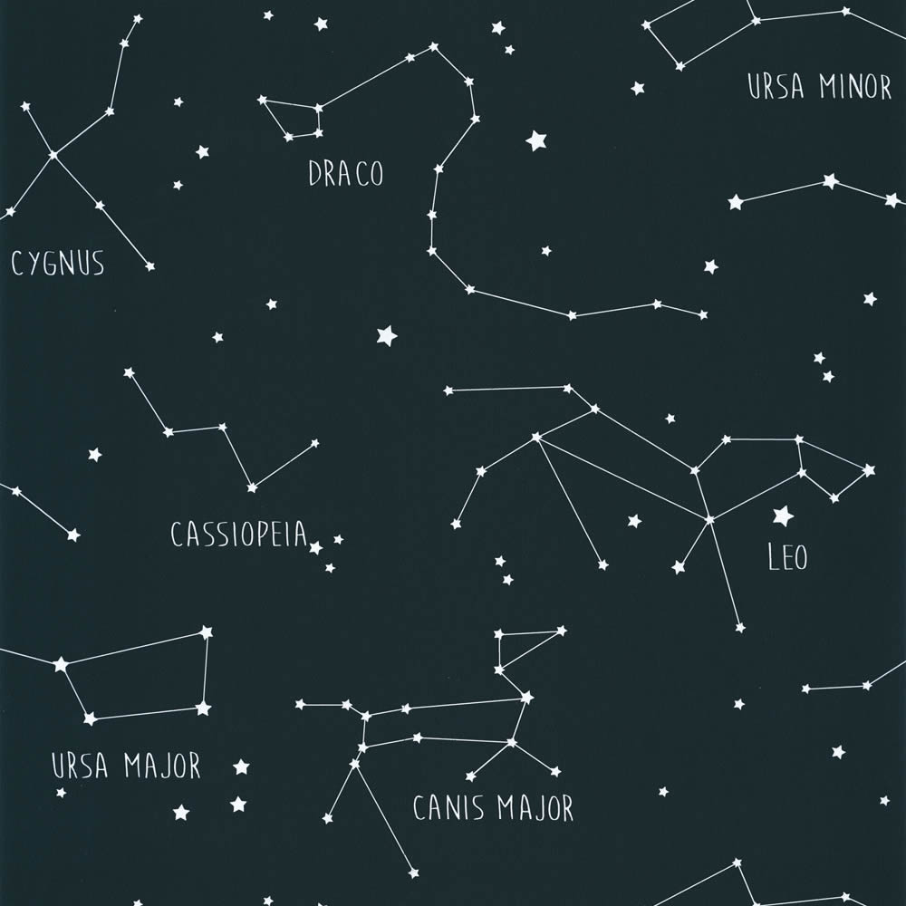 Non-woven wallpaper night blue glowing zodiac signs Caselio Our Planet-36-OUP101916918.1M