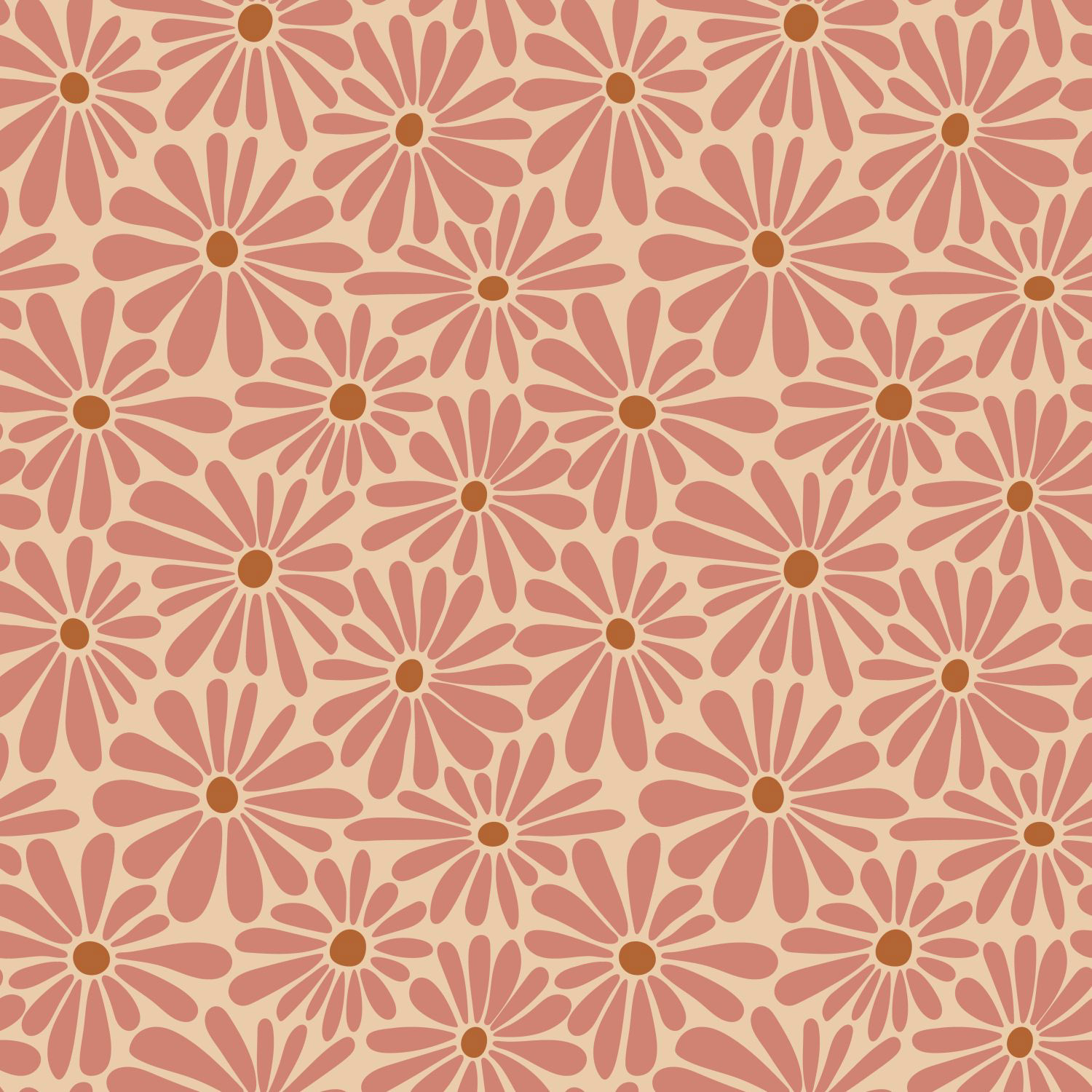 Tapete Gänseblümchen Tapete terracotta rosa Retro 131151