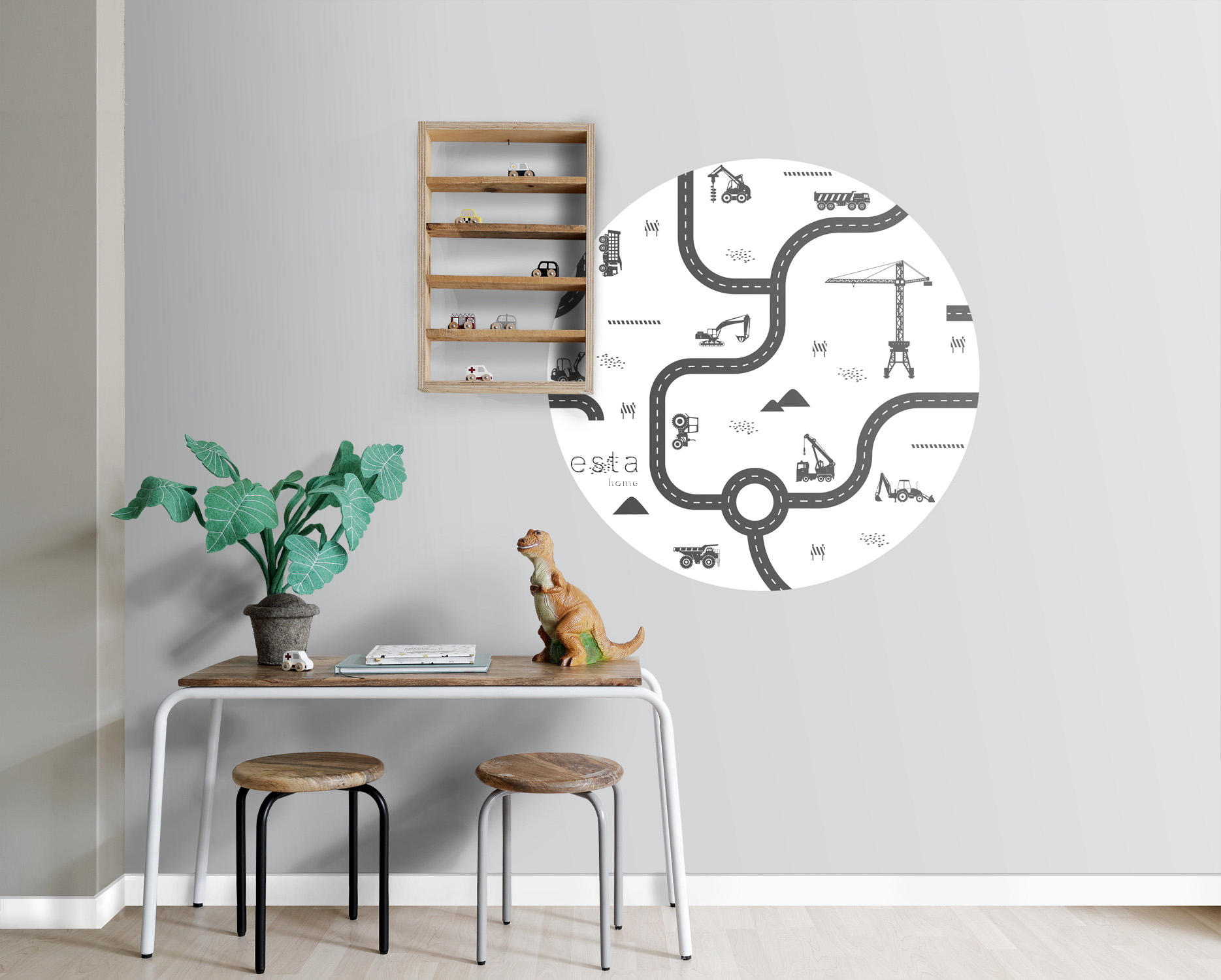 Wandbild Baustelle Straßen schwarz weiß 70 cm 159067