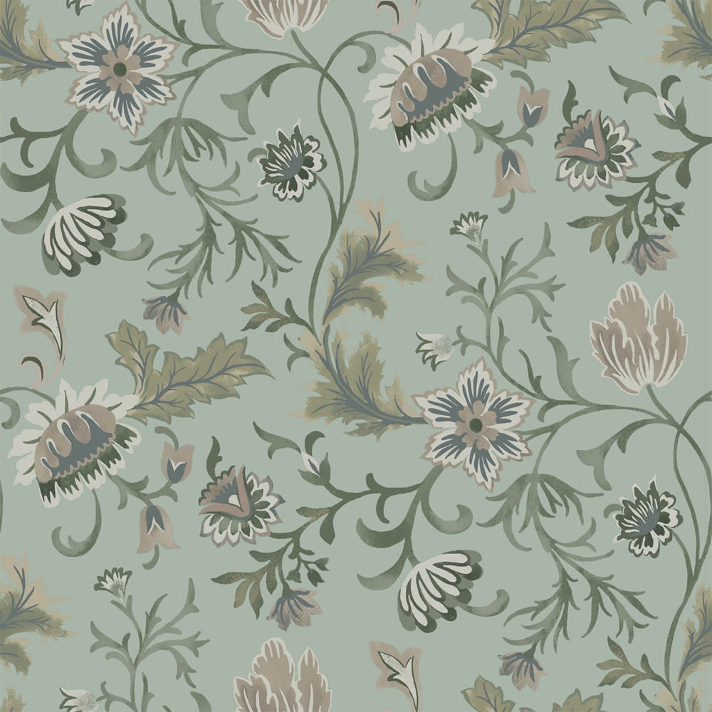 Tapete Blumenranken Vintage Vlies grün 139413