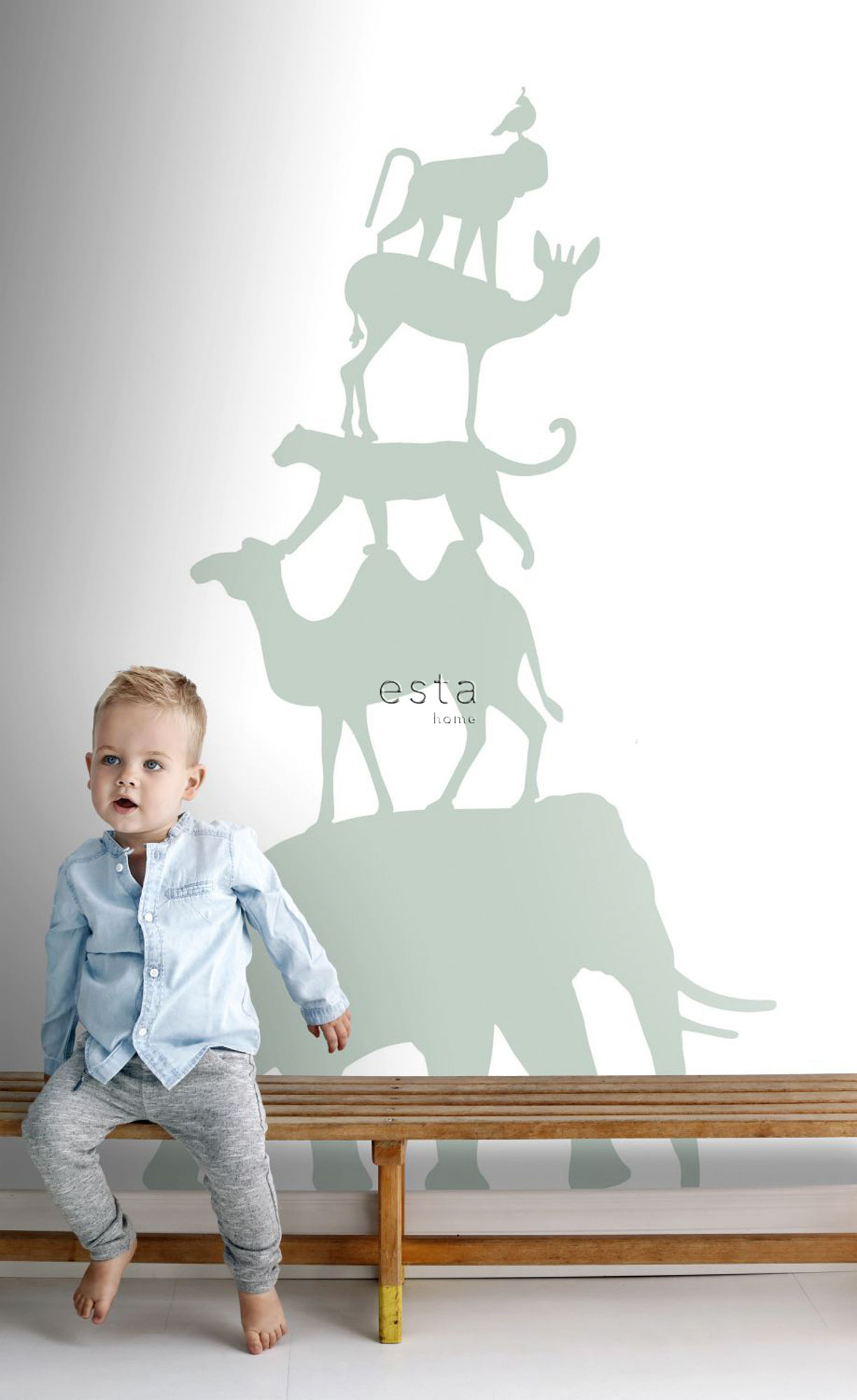 Wandbild Tiere mintgrün 150 x 279 cm 158921