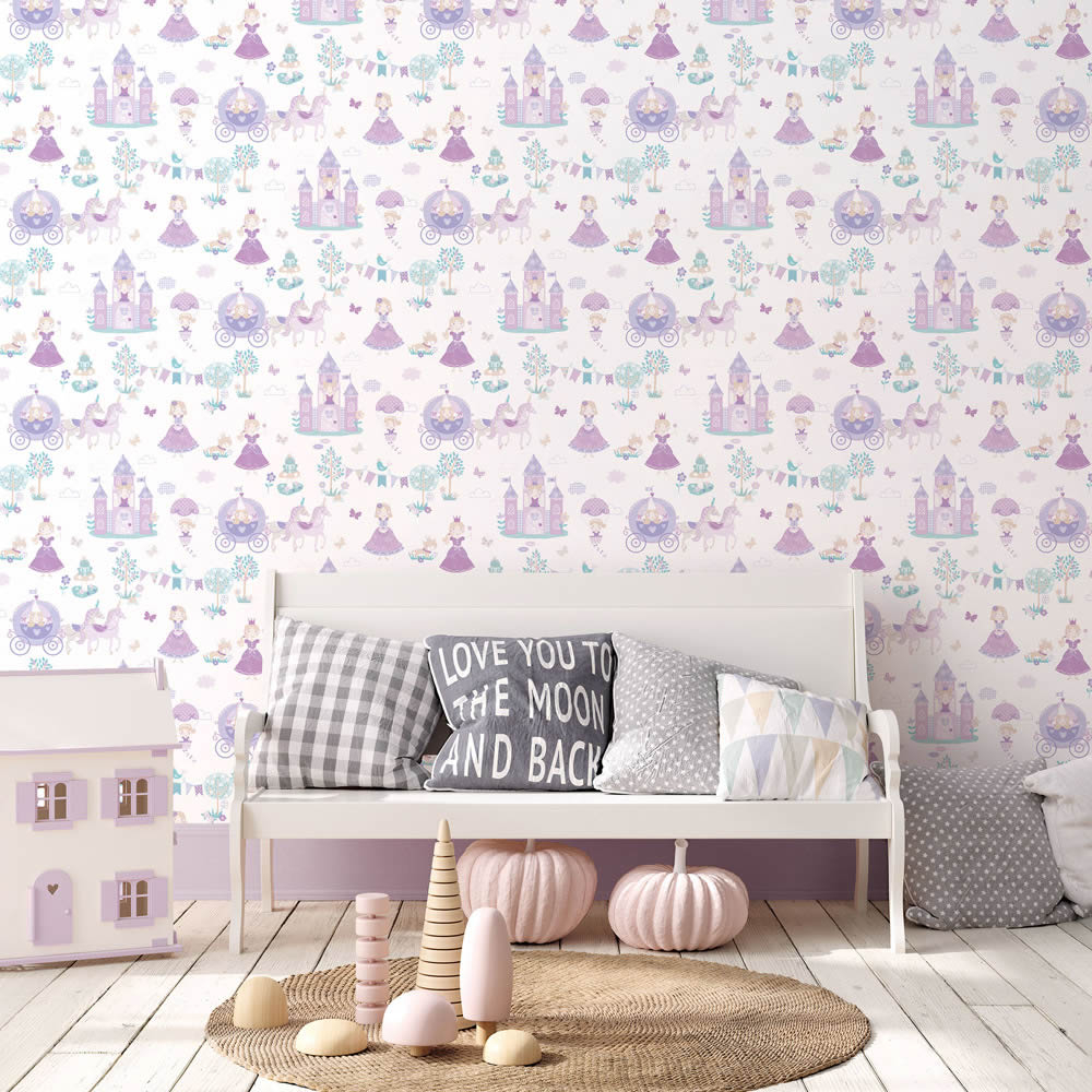 Princess fairy tale wallpaper white and purple Tiny Tots 2 Essener G78373-28-G78373.1M