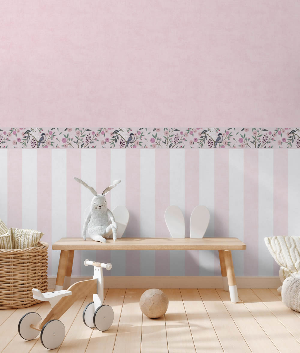 Vliestapete Blockstreifen zweifarbig glatt matt creme rosa 770782-8-770782