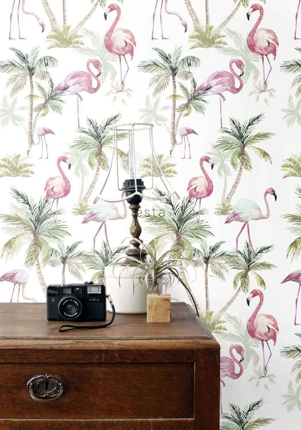 Flamingo Tapete XXL botanisch rosa Vlies 158844
