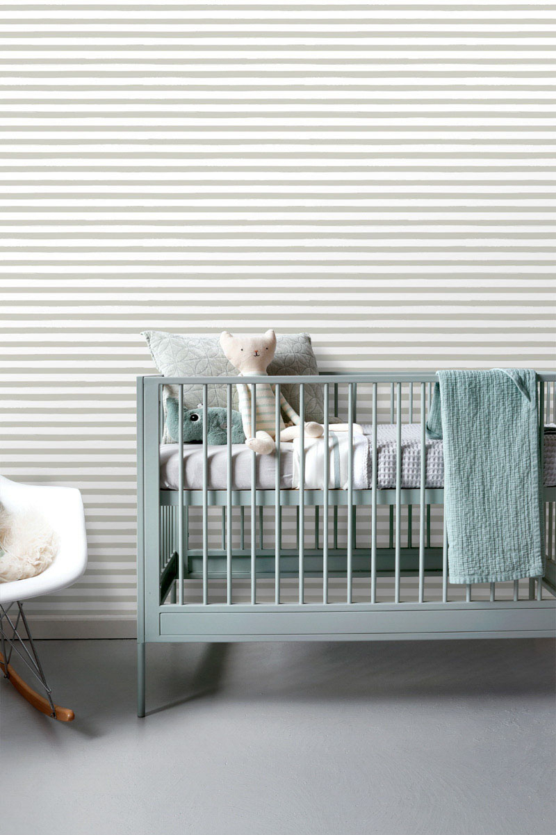 Querstreifen Tapete beige weiß Vlies 138968