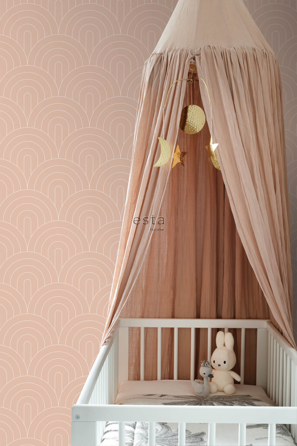 Tapete geometrisch Boho Art Deco dunkelrosa Vlies 139218