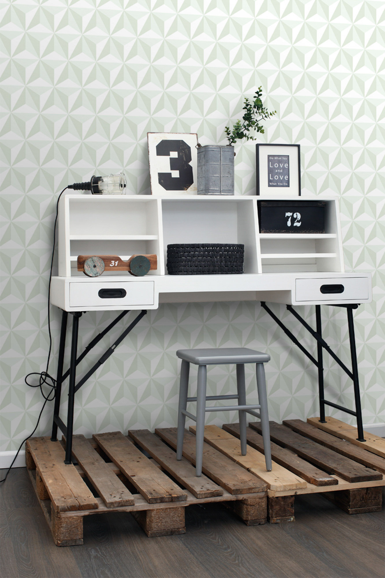 3D Tapete Scandi mintgrün Vlies 138913