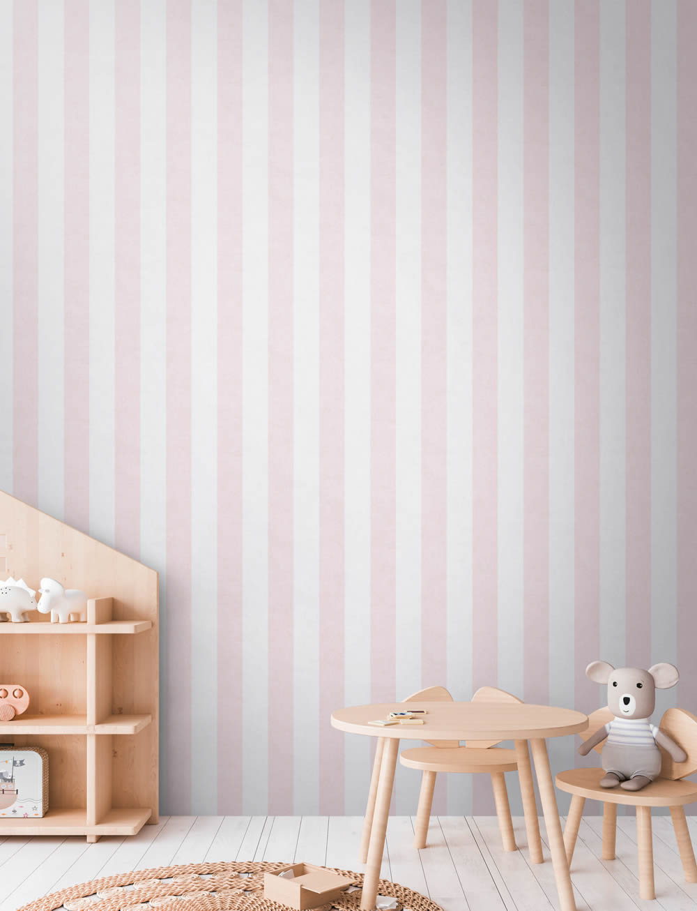 Vliestapete Blockstreifen zweifarbig glatt matt creme rosa 770782-8-770782