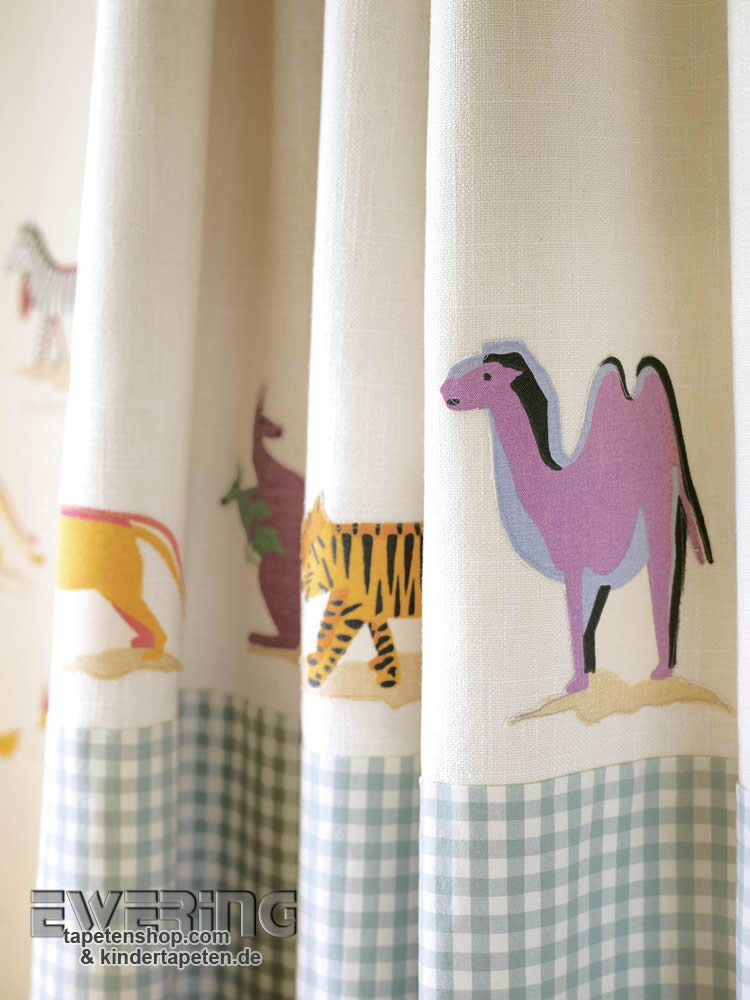 Beige safari animals decoration fabric-43-223901