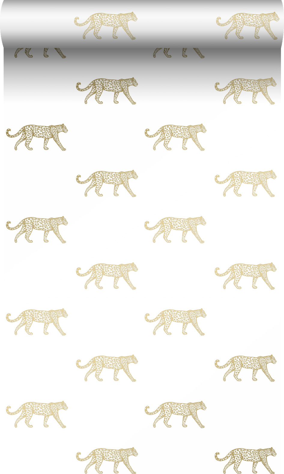Tapete goldene Leoparden Tiere weiß Vlies 347685