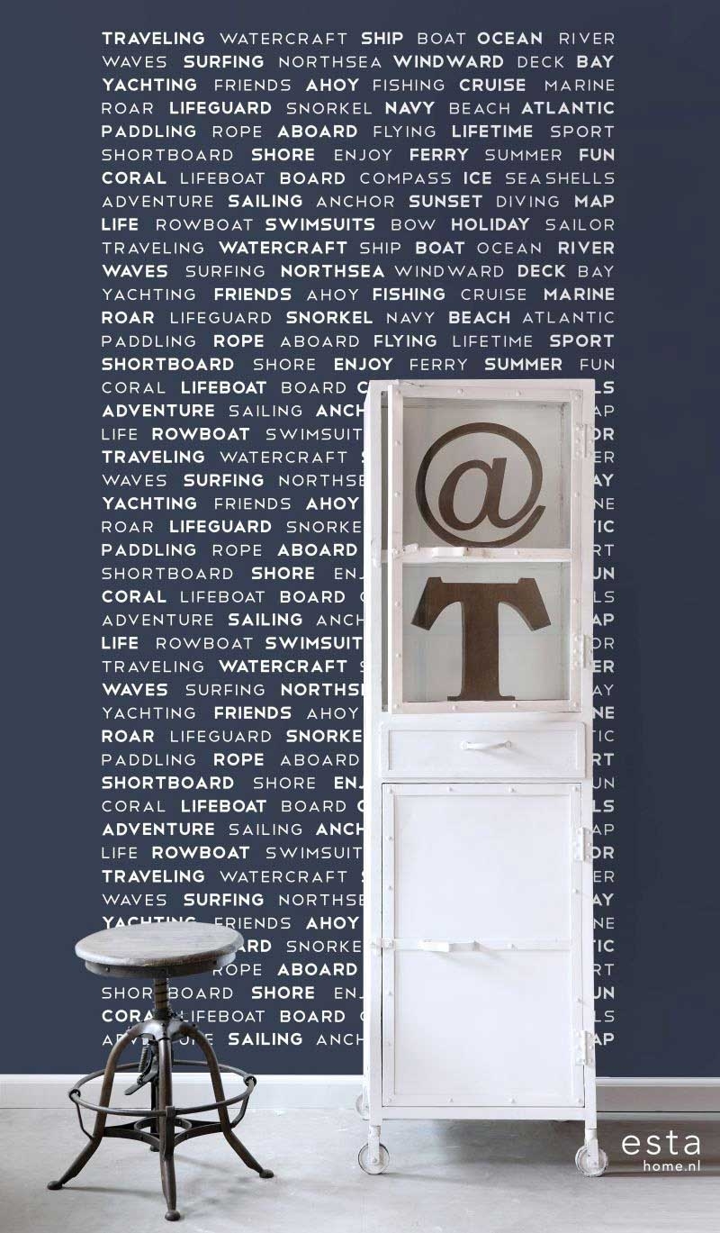 Wandbild maritime Schrift blau 186 x 279 cm 158845
