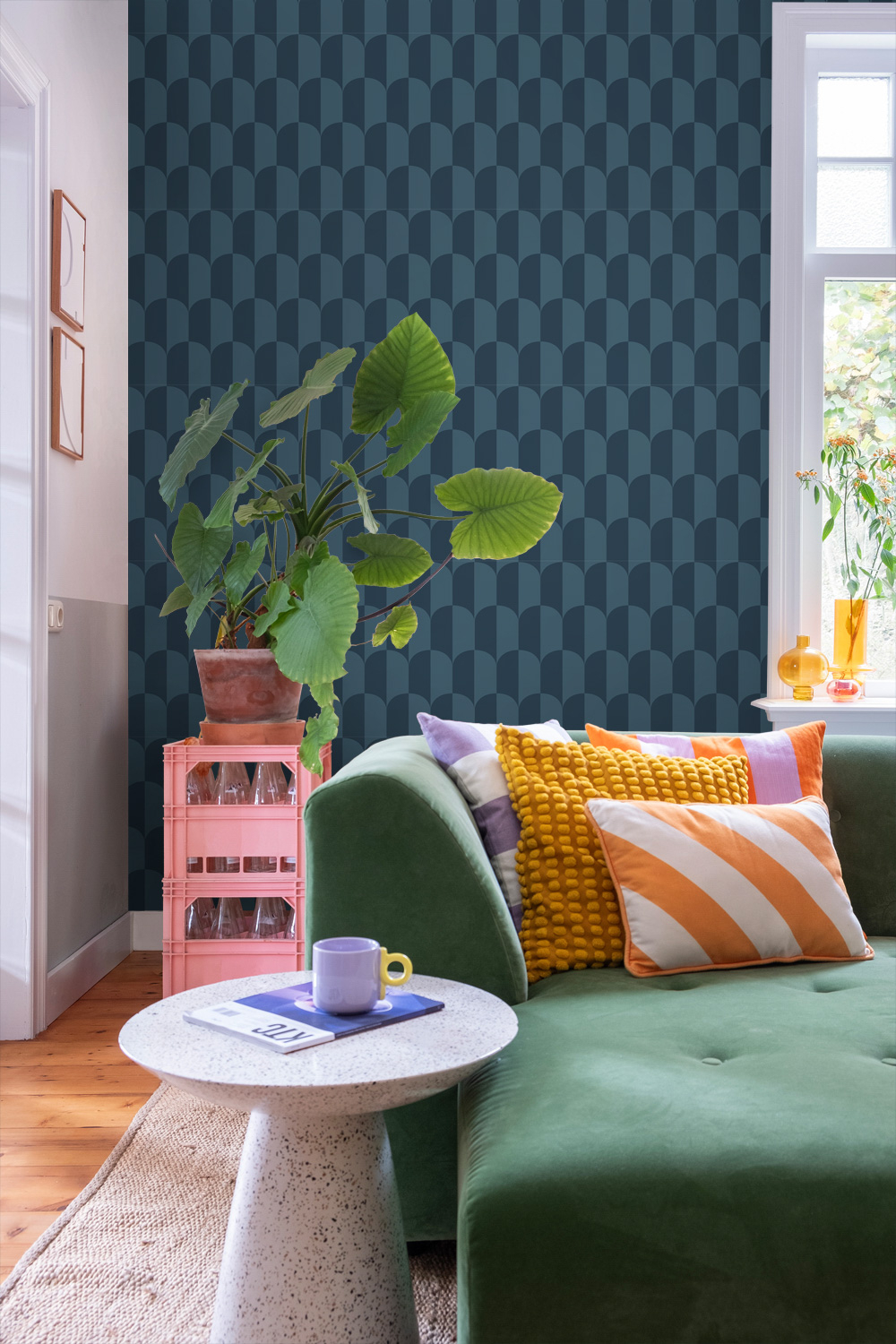 Tapete Art Deco Tapete Bögen dunkelblau Vlies 139990