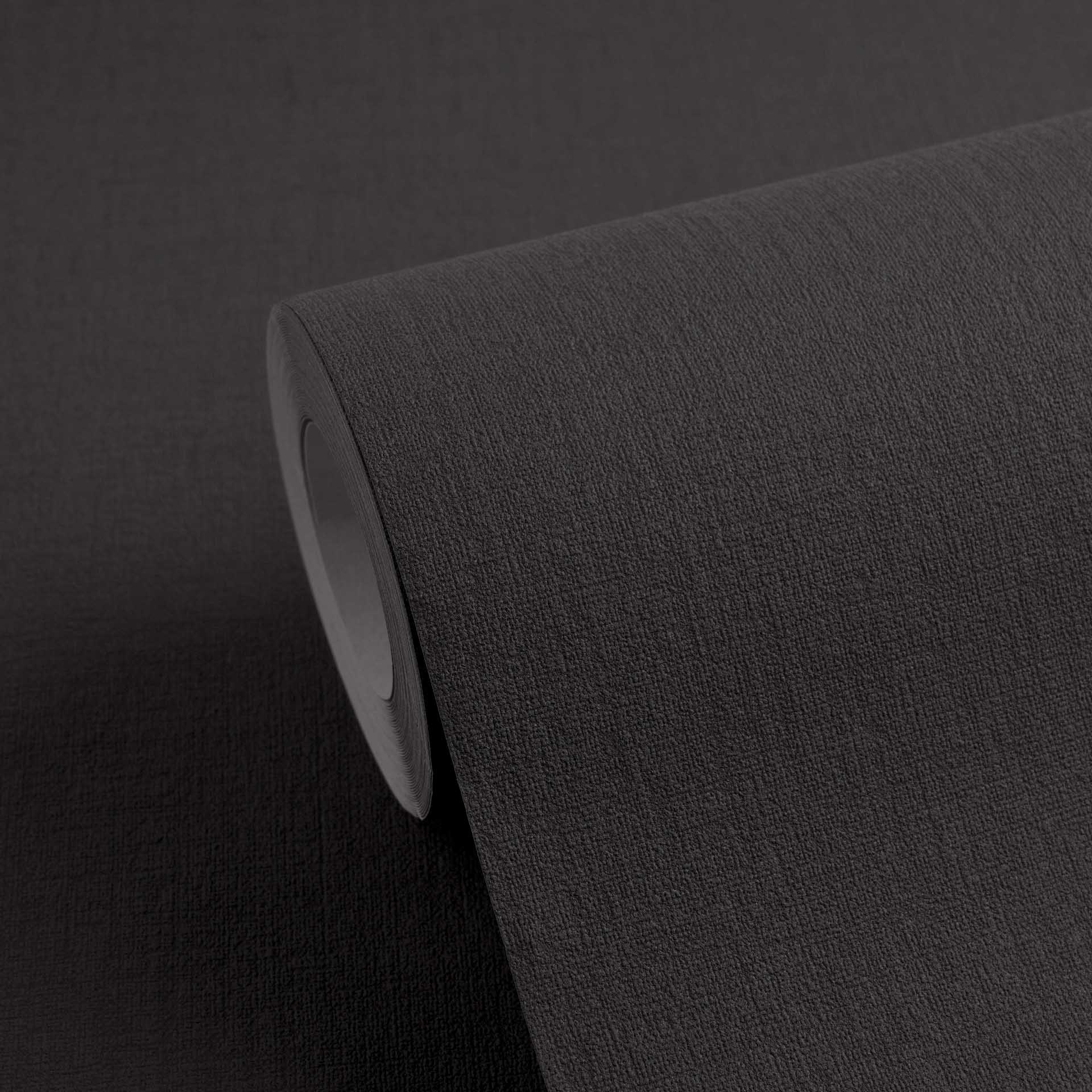Tapete Vliestapete Uni Leinenoptik schwarz 791936