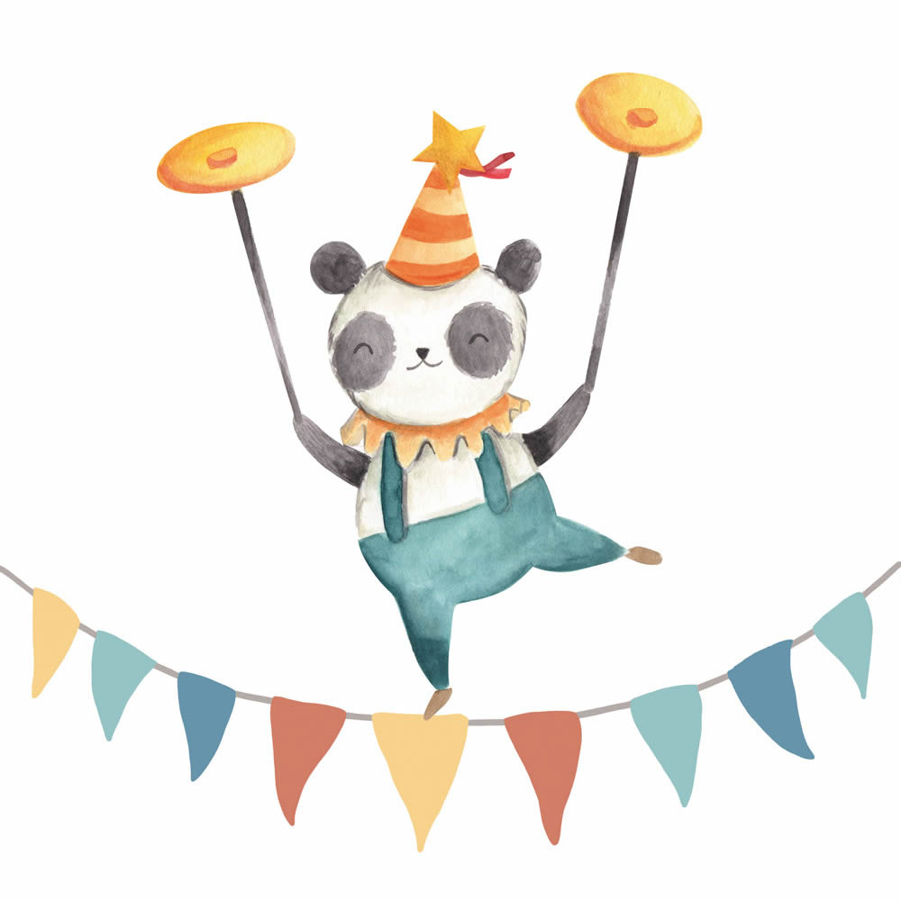 Canvas picture panda bear circus animals pennant DD129377 30 x 30 cm