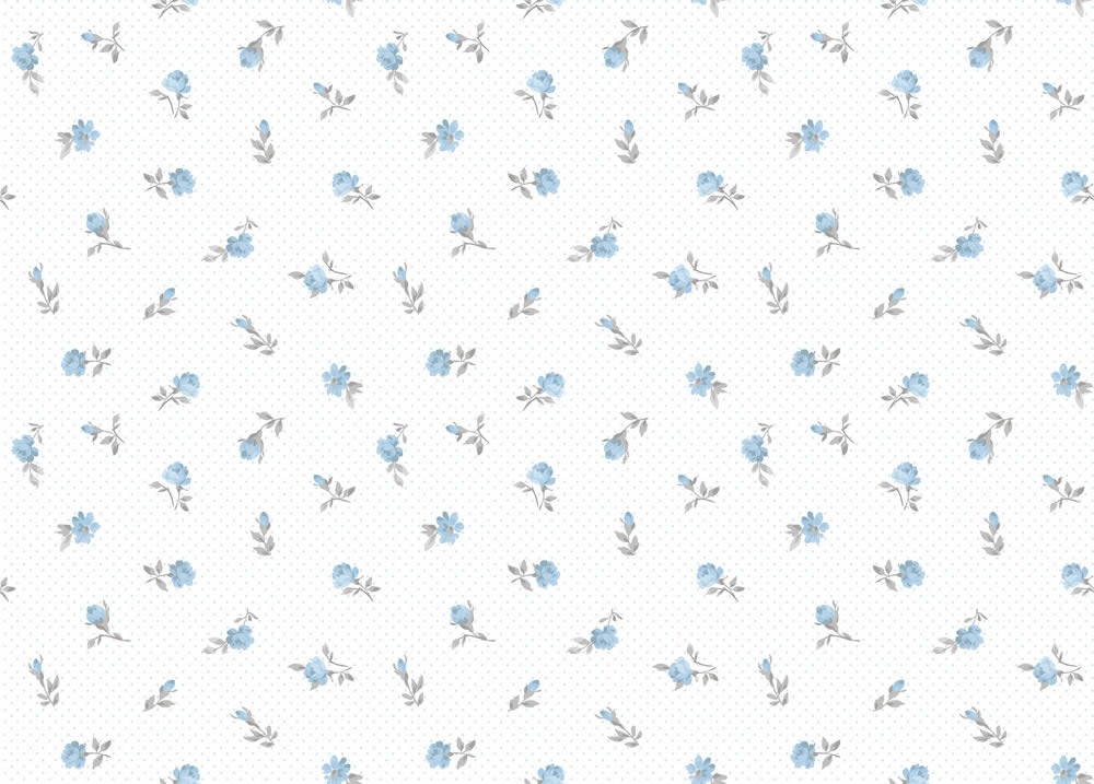 Blumenmotive Verspielte Blumentapeten Tapete weiß und blau Pippo Rasch Textil 104551
