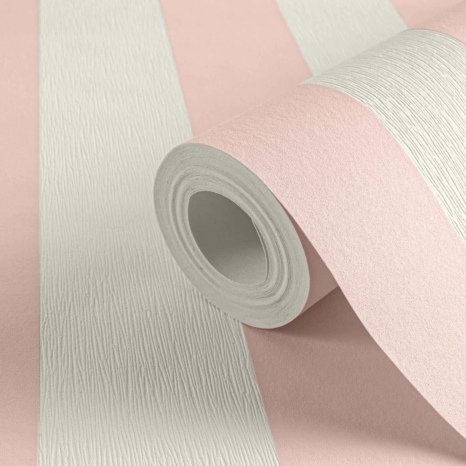 Tapete Blockstreifen Tapete rosa creme Vlies 381013
