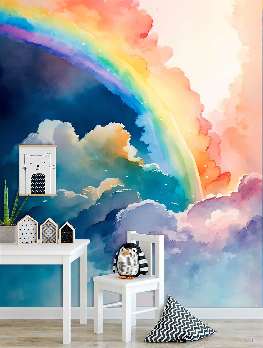 Wandbild Vlies über den Wolken Regenbogen kräftiger Farbverlauf bunt CW6000-1-62-CW6000-1