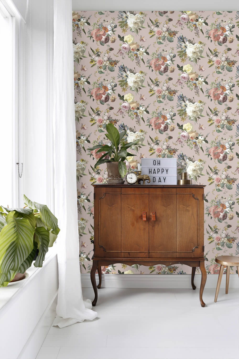 Tapete Vintage Blumen Blumensträuße altrosa 139367