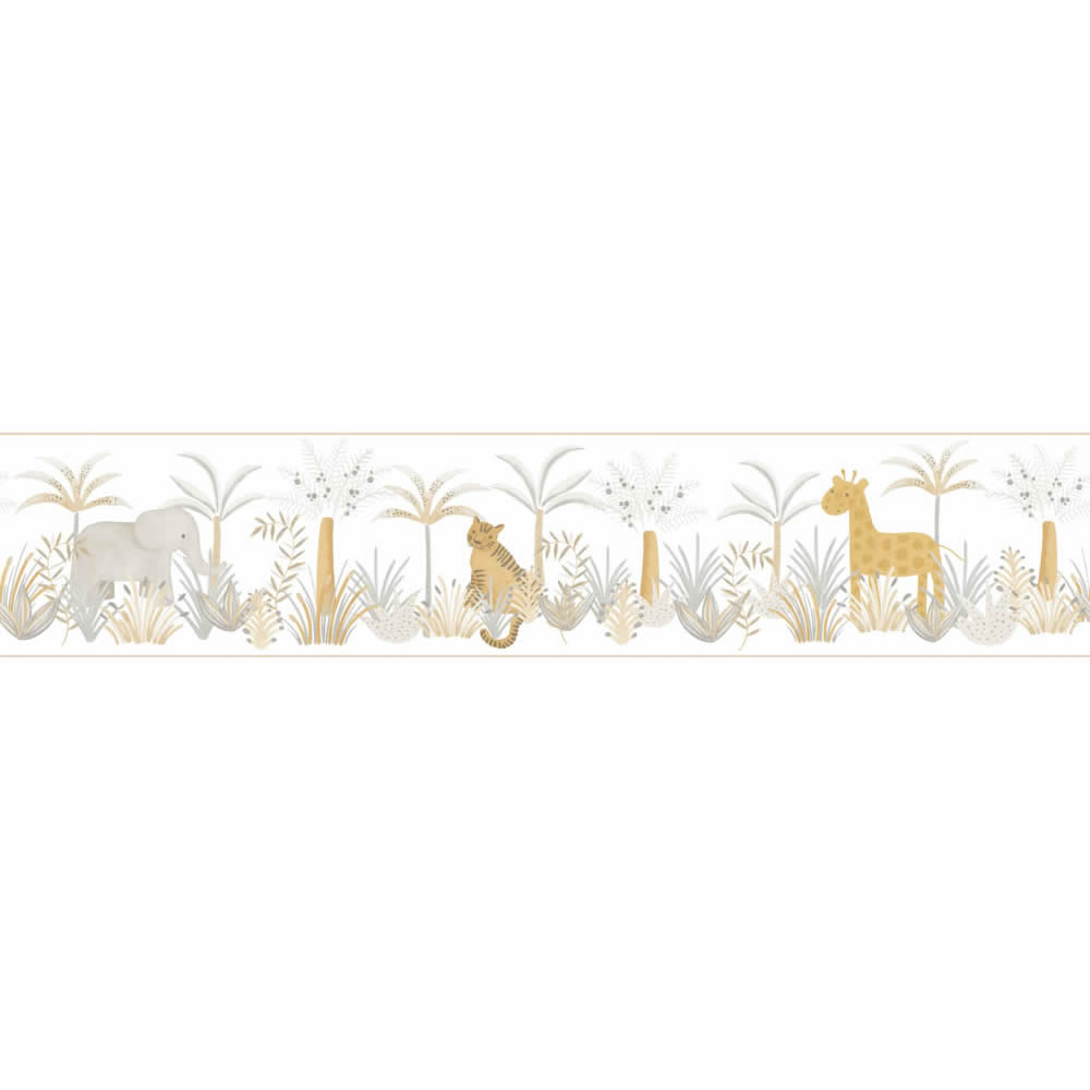 Border non-woven ocher gray jungle animals Rose & Nino-36-RONI85651644