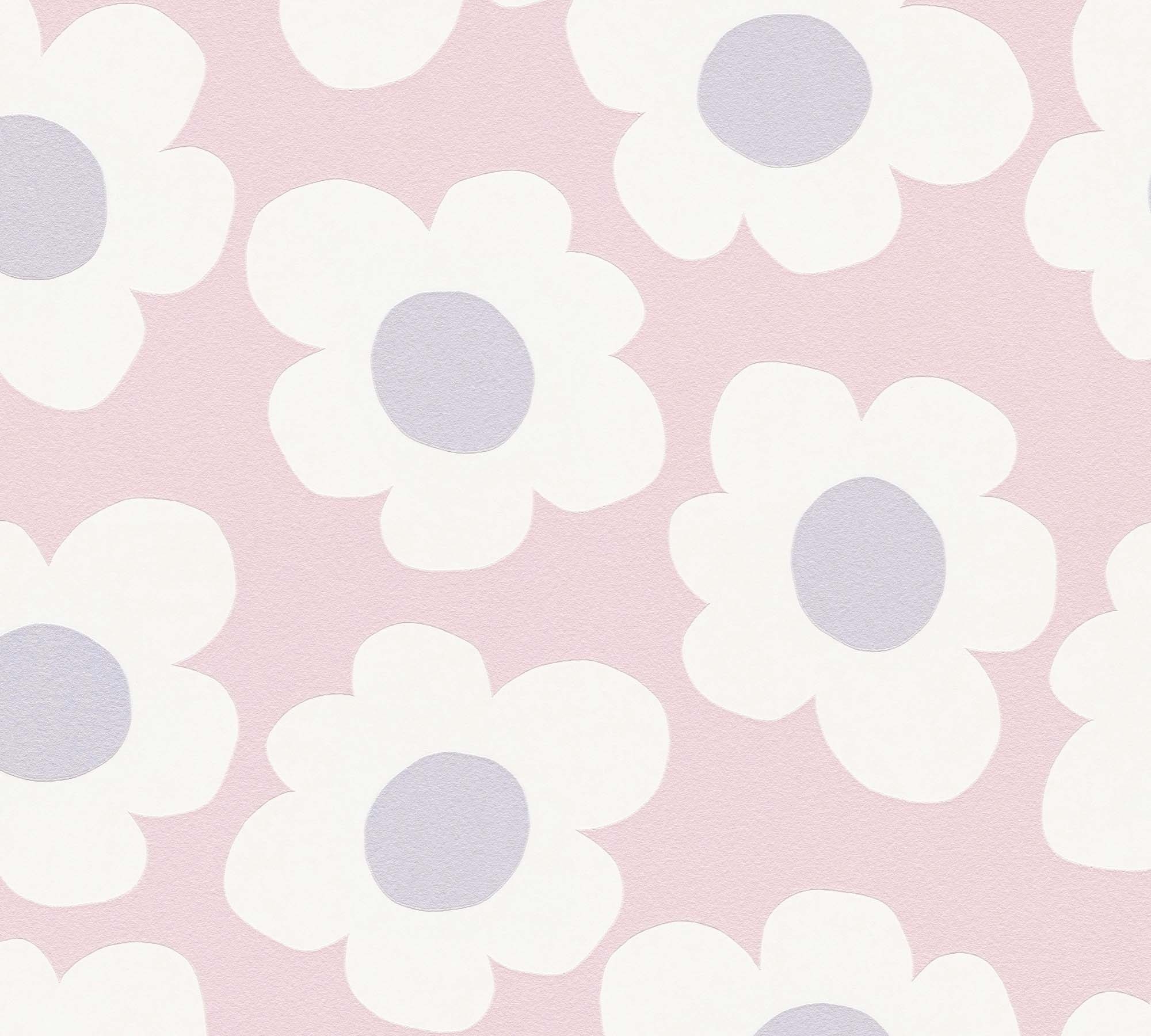 Tapete Blumentapete Retro Blumen rosa Vlies 792131