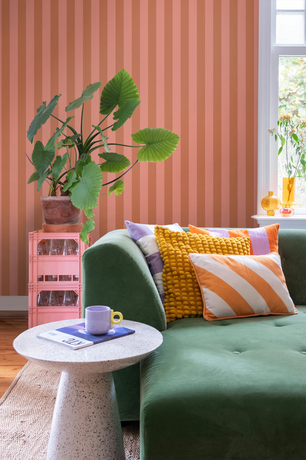 Tapete Vliestapete Streifen terracotta rosa Retro 139905