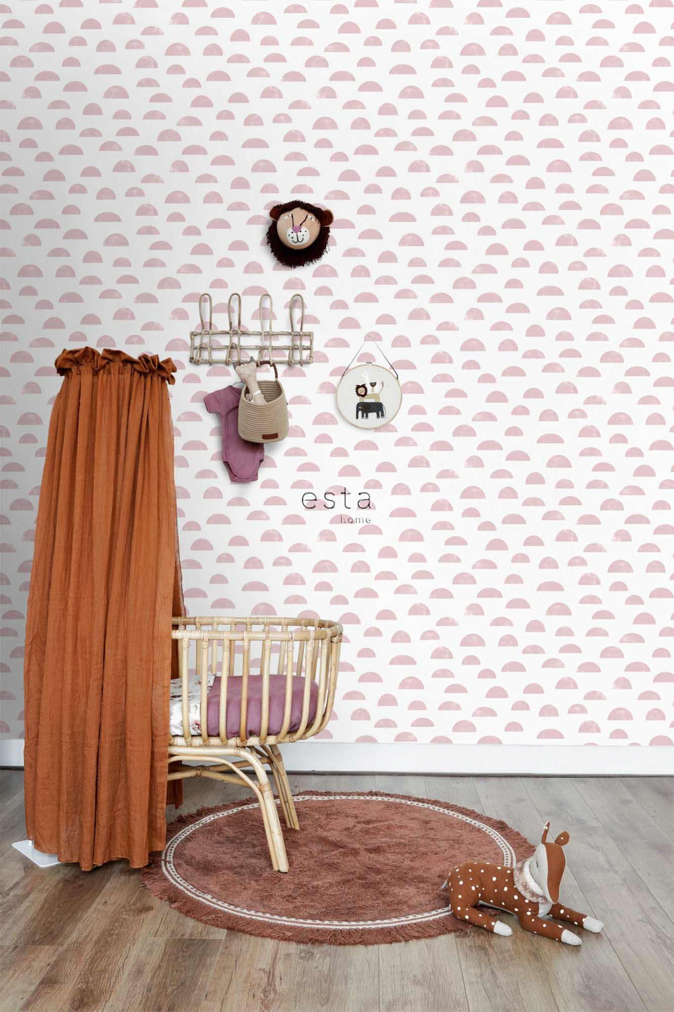 Grafische Tapete Skandi rosa weiß Vlies 139065