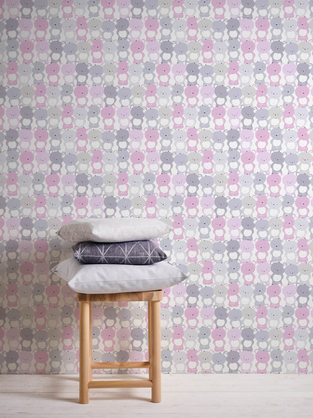 teddies pink, purple and gray non-woven wallpaper Little Love AS Creation 381292-8-381292.1M