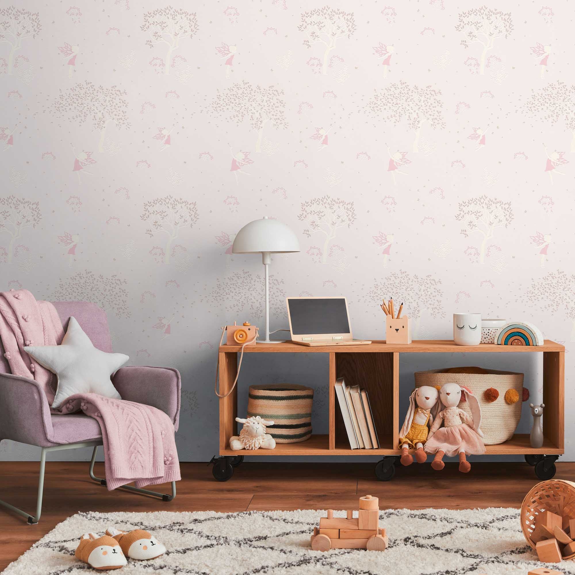 Tapete Märchentapete Feen Wald rosa 792662