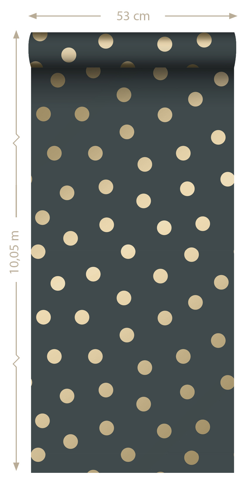 Punktetapete gold schwarz Vlies 139246