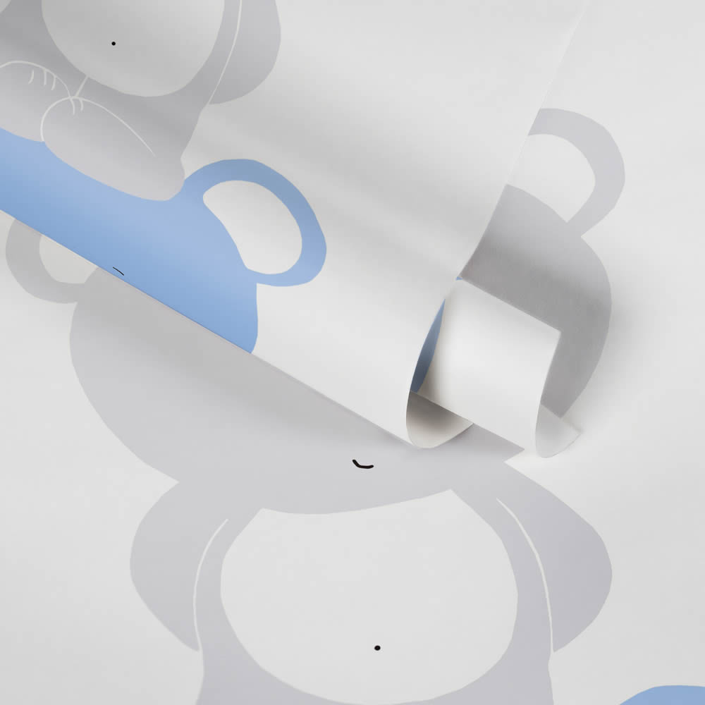 Teddy motifs blue, beige and purple non-woven wallpaper Little Love AS Creation 381361-8-381361.1M