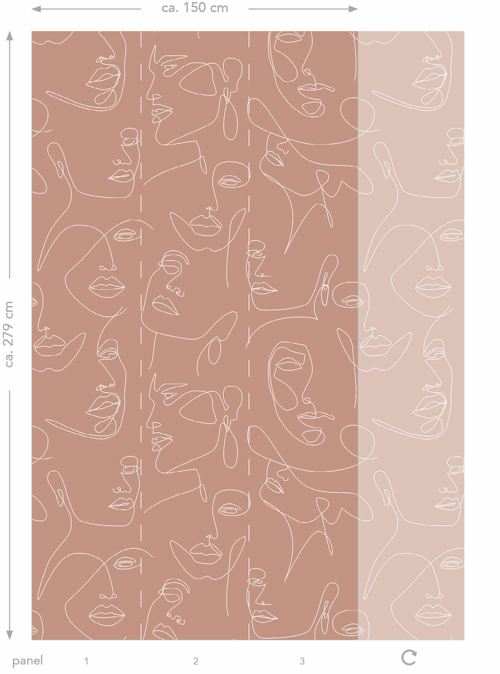 Fototapete Line Art Gesichter terrakotta 150 x 279 cm 158960