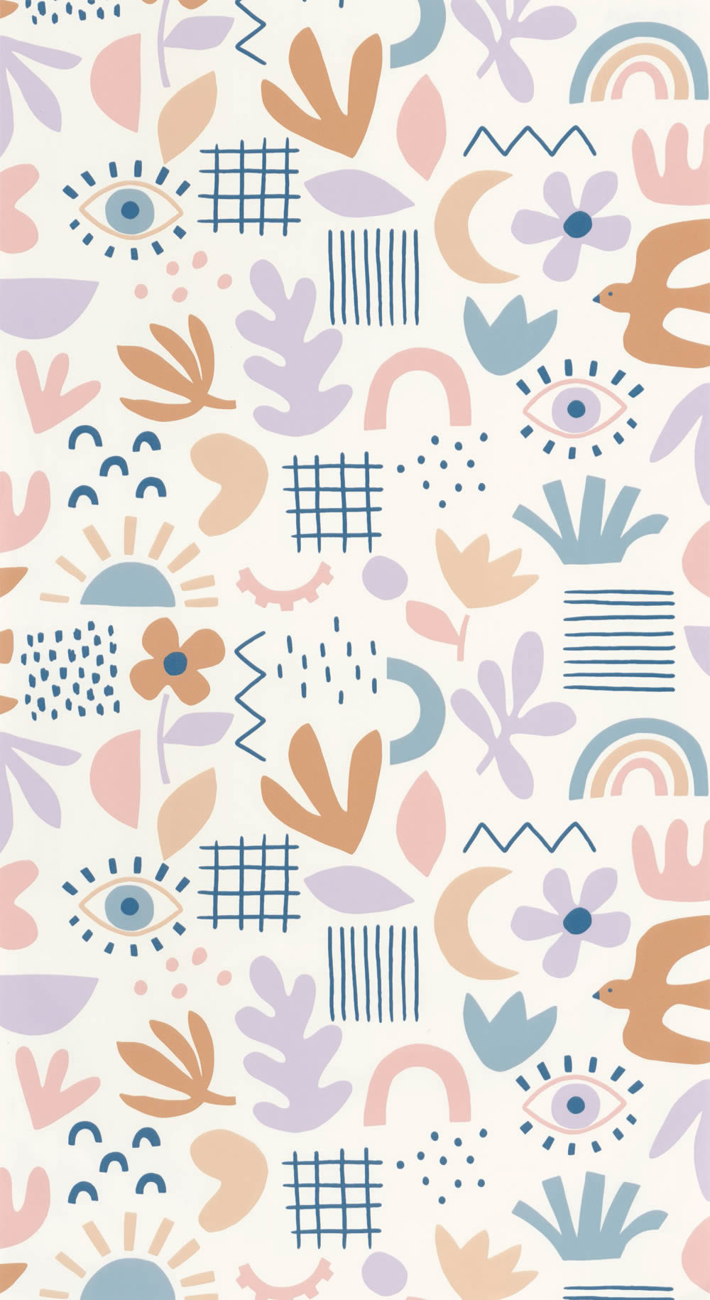 birds and flowers wallpaper white and multicolored Young and free YNF103284022-36-YNF103284022.1M