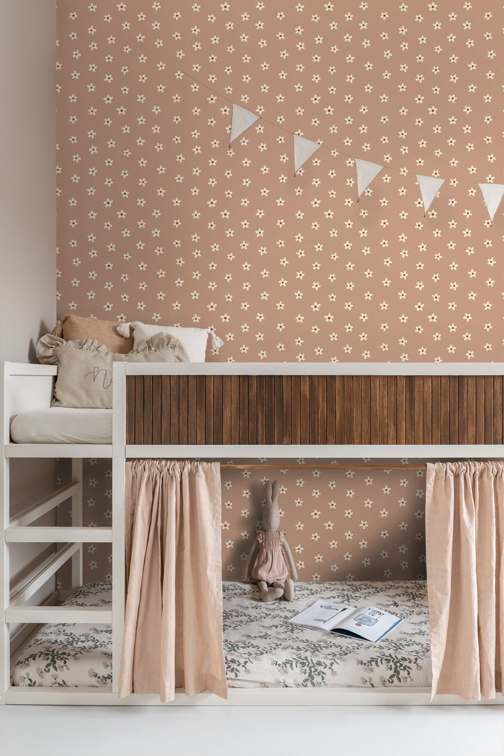 Vintage Blumentapete Vlies Gänseblümchen Pom Pom Pie beige