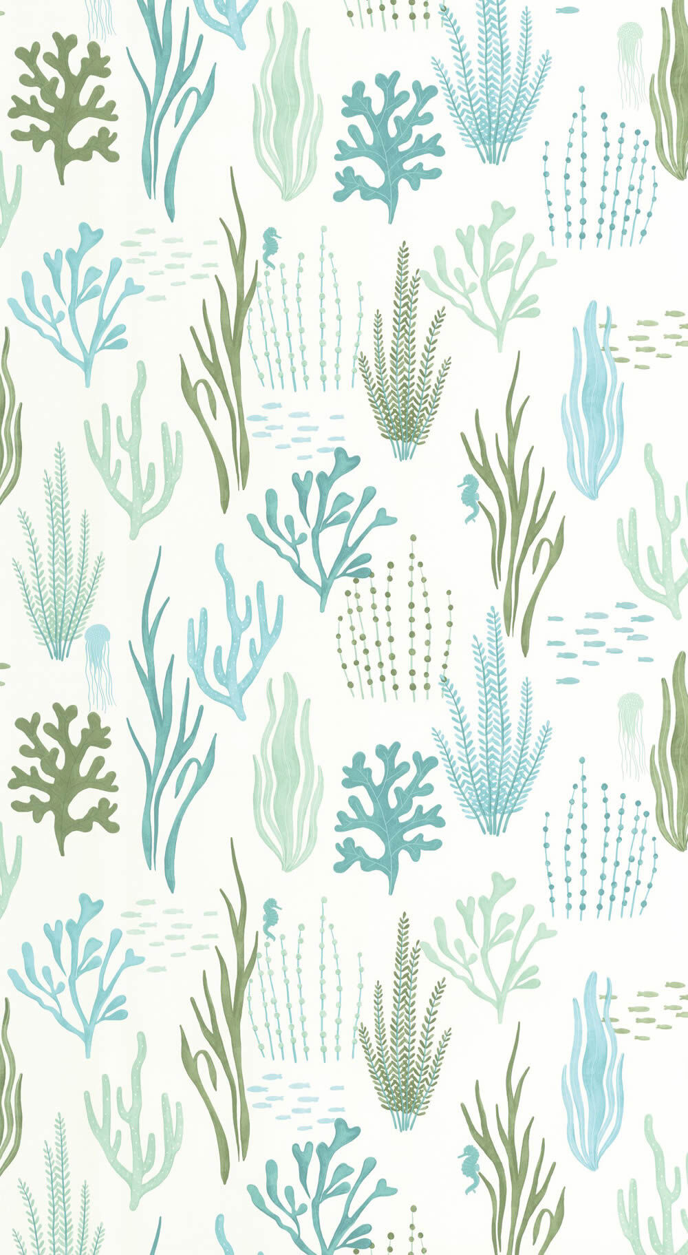 Underwater world non-woven wallpaper algae underwater plants blue green Les Minis Mondes Caselio MNM105817160