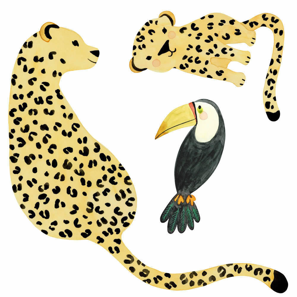 Wandsticker Wildtiere Tukan und Leopard Casadeco OUTD200882992