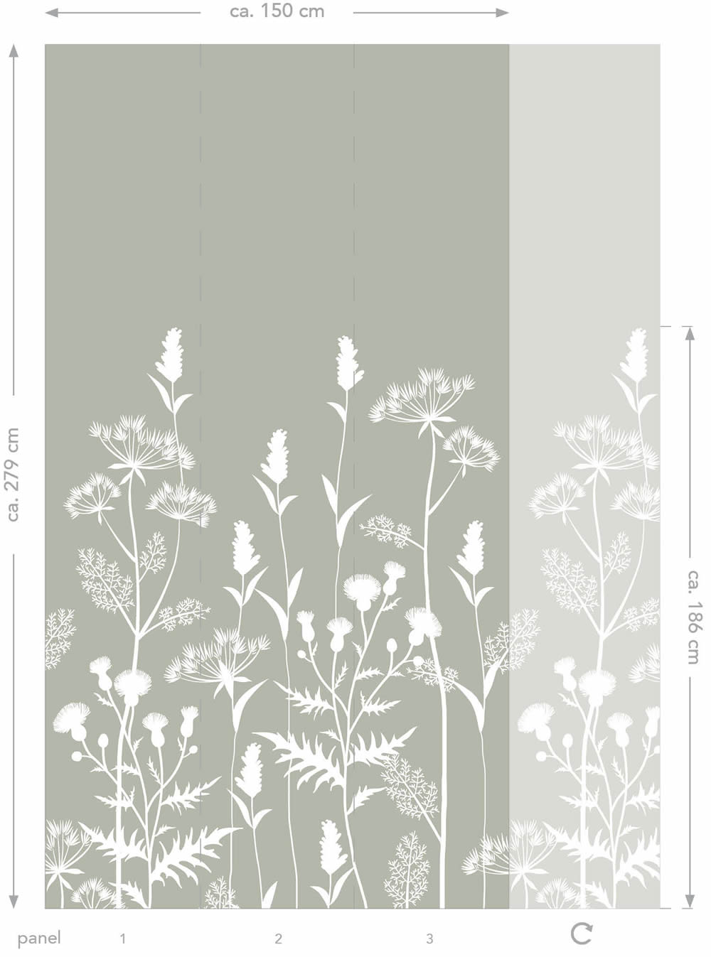 Wandbild skandinavische Feldblumen grün 150 x 279 cm 159214