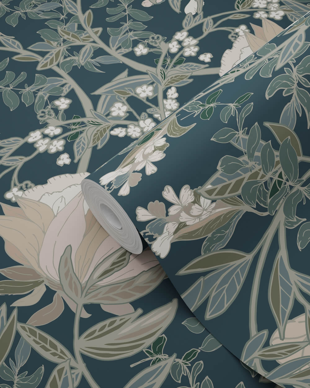 Tapete Blumen im Jugendstil dunkelblau Vlies 139421
