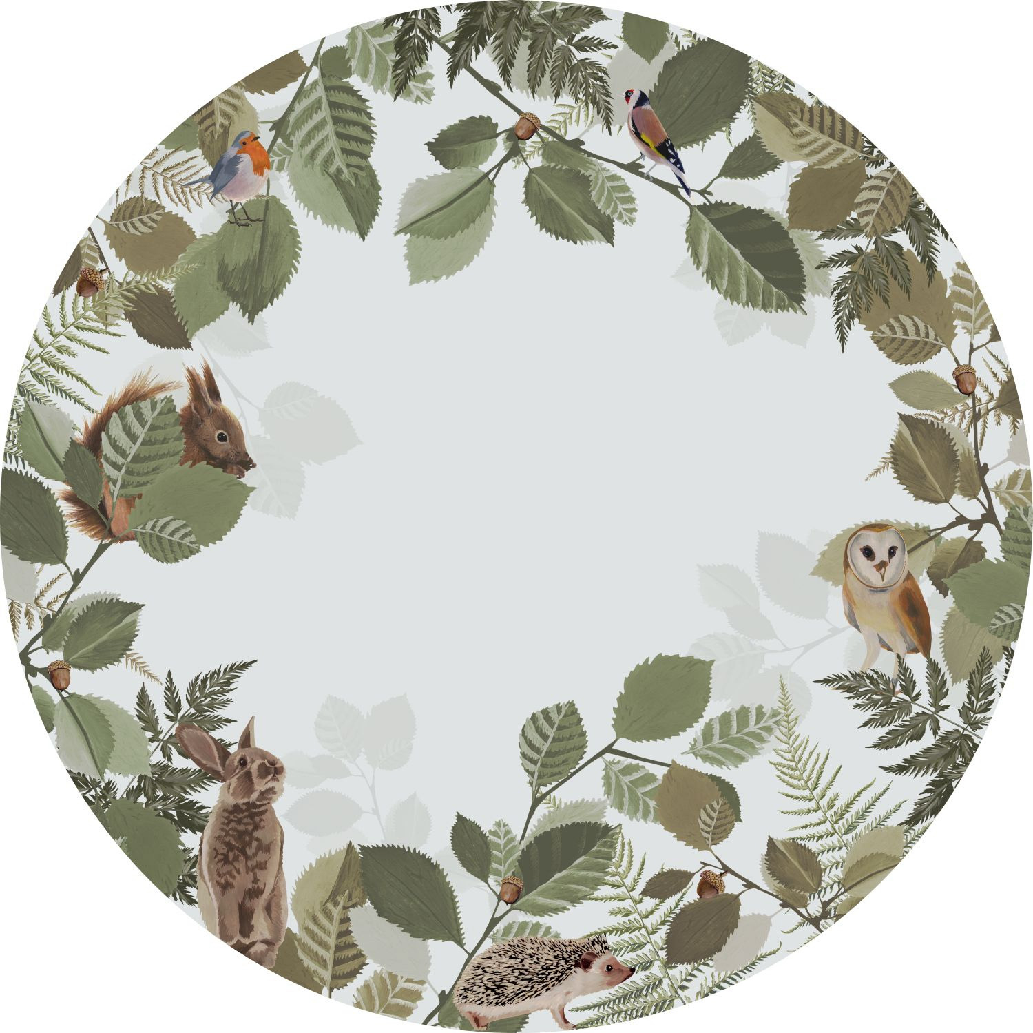 Wandbild Waldtiere Blätter grün 70 cm 159069