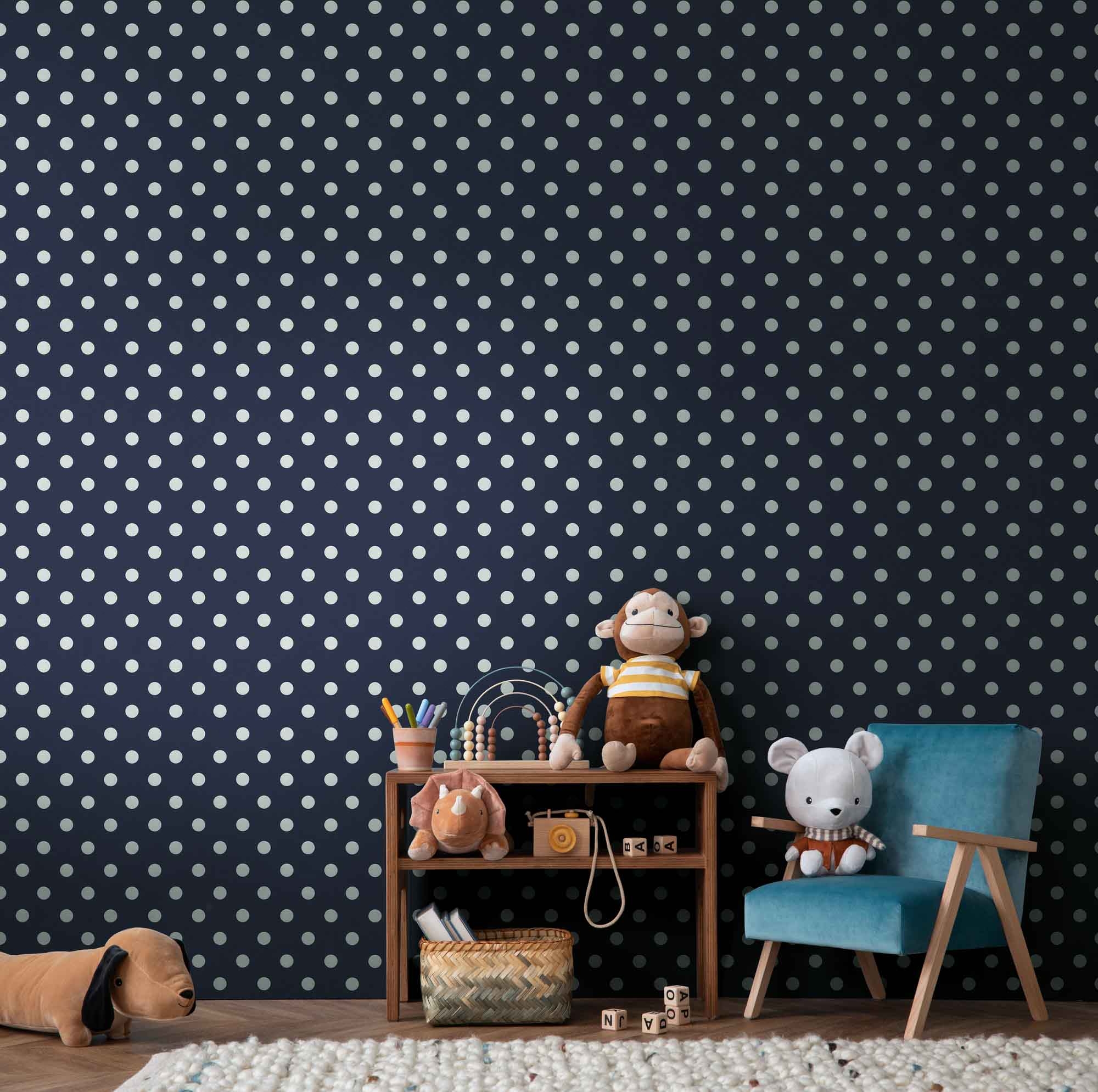 Tapete Punktetapete Polka Dots marineblau weiß Vlies 363368